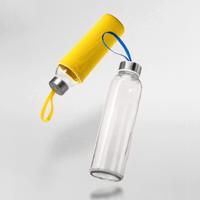 Glazen fles neopreen hoes 500 ml zilverkleurige dop-6051