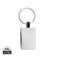 RCS rechthoekige sleutelhanger van gerecycled zinc alloy, zilver