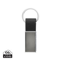 Luxe PU sleutelhanger RCS gerecycled zinc alloy, zwart