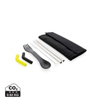 Tierra 2-delige rietjes- en bestekset, zwart