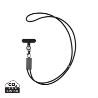 Terra RCS gerecycled PET telefoon lanyard 60W oplaadkabel, grijs