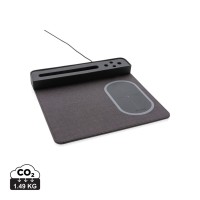 Air muismat met 5W draadloze oplader en USB, zwart