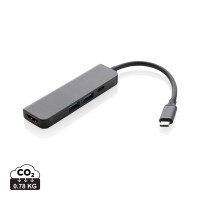 Terra RCS gerecycled aluminium hub met HDMI input, grijs