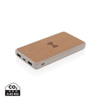 Kurk en tarwestro 8000 mAh 5W draadloze powerbank, khaki