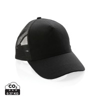 Impact AWARE™ 5 panel recycled katoenen truckercap, zwart