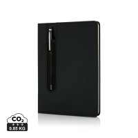 Standaard hardcover PU A5 notitieboek met stylus pen, zwart