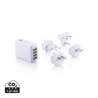 Reisstekker met 4 USB poorten, wit