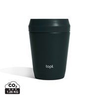 Topl Recycled Staal To Go beker gepatenteerd 360 Lid 235ml, grijs