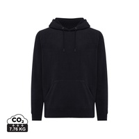 Iqoniq Trivor gerecycled polyester fleece hoodie, zwart