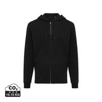 Iqoniq Abisko gerecycled katoen hoodie met rits, zwart