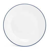 Basic White Blauwe filetrand Bord brede rand 24 cm.