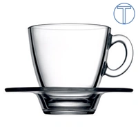 Aqua Theeglas 21,5 cl + schotel (BLANCO) 13 Ø cm.