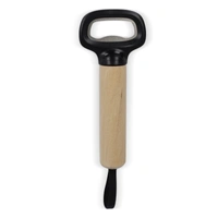 Flesopener met houten handvat en riem