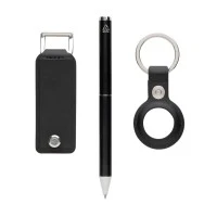 Luxe 3-delige geschenkset met sleutelhouder, AirTag-houder en pen