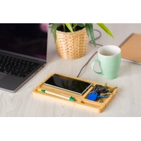 Bamboe Bureau Organizer Faye met Draadloze Oplading