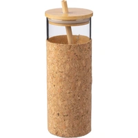 Glazen drinkbeker 450 ml met kurk en bamboe