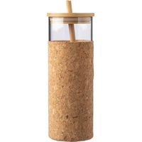 Glazen drinkbeker 450 ml met kurk en bamboe
