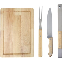 Roestvrijstalen barbecueset met houten handvatten