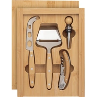 Bamboe kaas- en wijnset