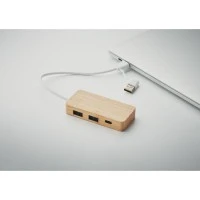 Bamboe USB Hub 3 Poorten
