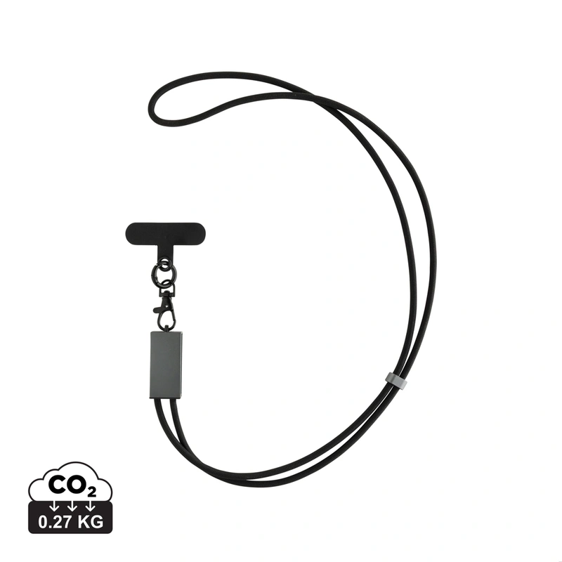 Terra RCS Gerecycled PET Telefoon Lanyard met Oplaadkabel 60W