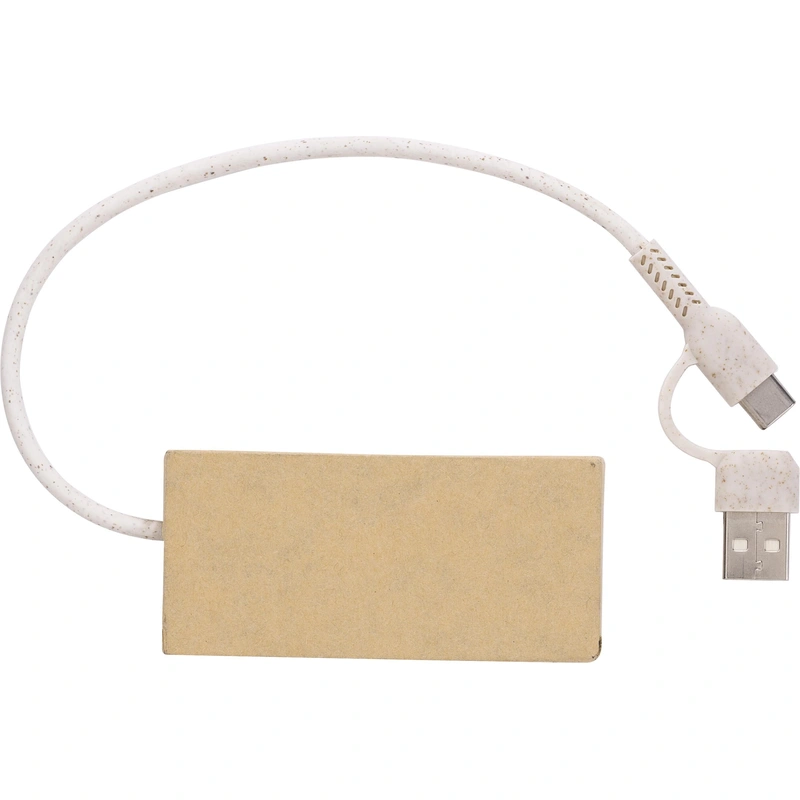 USB-hub Paulo - Aluminium en gerecycled papier