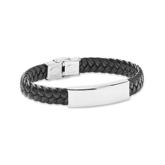 Gevlochten kunstleren armband 21 cm
