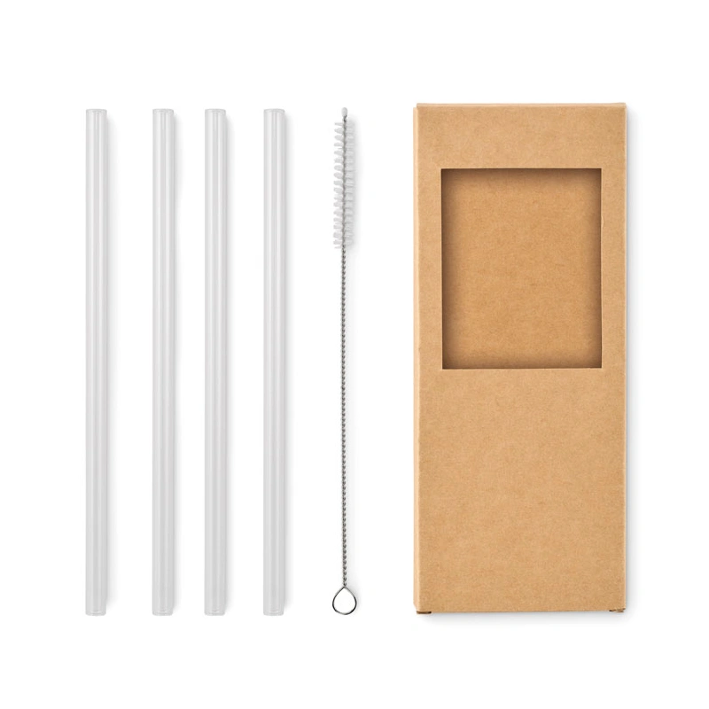 Set van 4 herbruikbare glazen rietjes