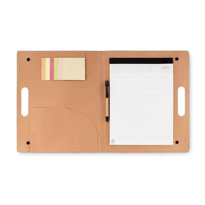Kartonnen Schrijfmap met Balpen en Memo Blokjes