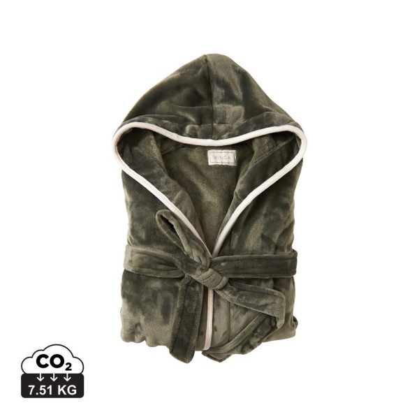 VINGA Louis luxe pluche RPET badjas maat S/M, groen