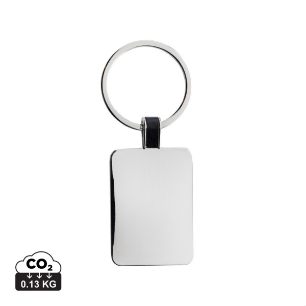 RCS rechthoekige sleutelhanger van gerecycled zinc alloy, zilver