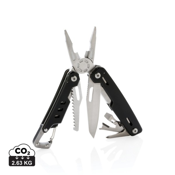 Solid multitool met karabijnhaak, zwart