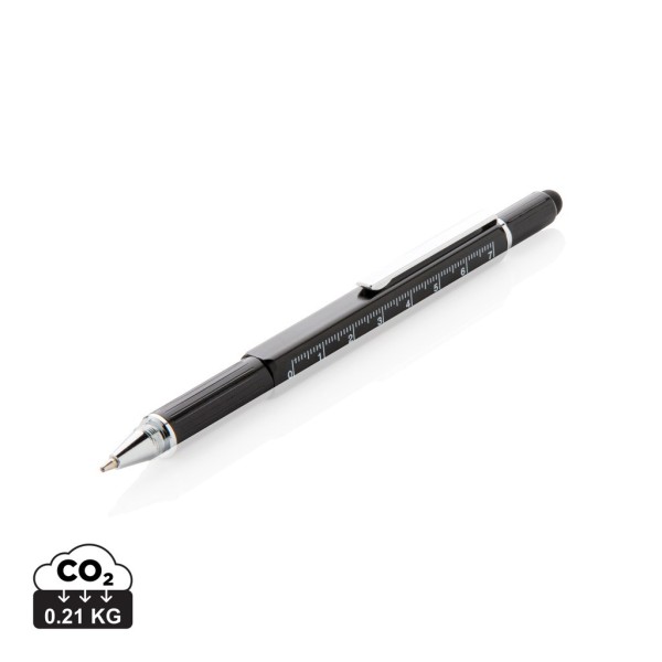 5-in-1 aluminium toolpen, zwart