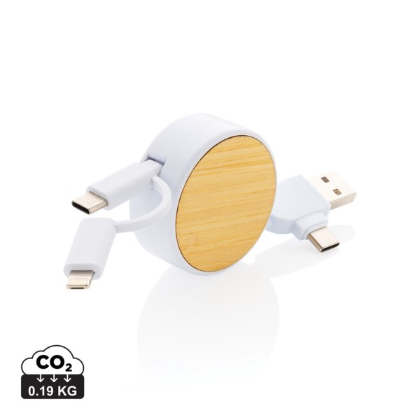 RCS gerecycled plastic Ontario 6-in-1 oprolbare kabel, wit