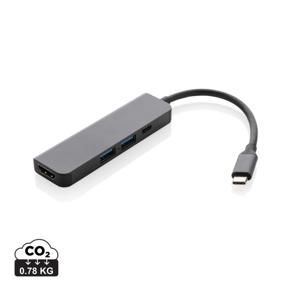 Terra RCS gerecycled aluminium hub met HDMI input, grijs