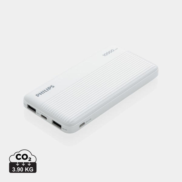 Philips 10.000 mAh platte powerbank, wit
