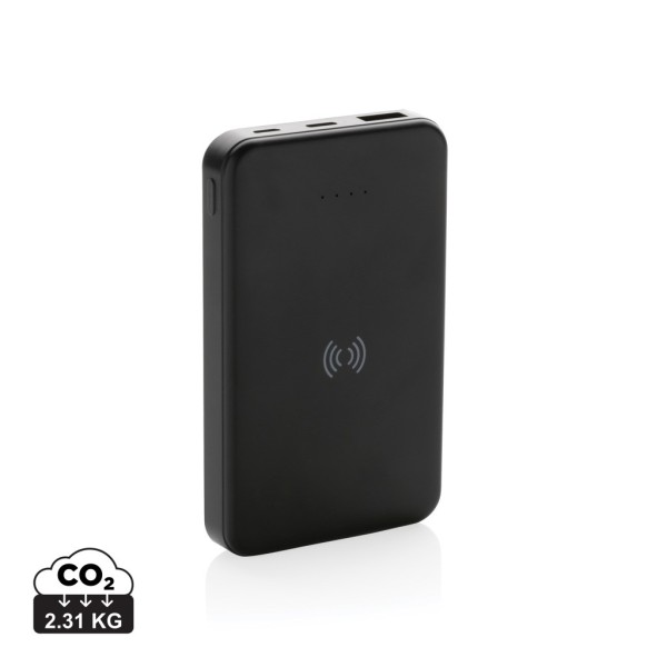 RCS gerecycled plastic 5.000 mAh 5W draadloze powerbank, zwart