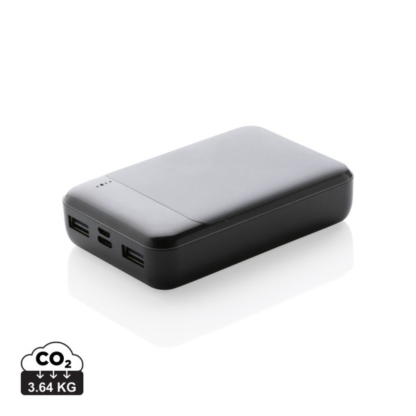 RCS standaard recycled plastic 10.000 mAh powerbank, zwart