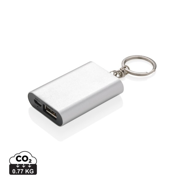 1.000 mAh sleutelhanger powerbank, zilver