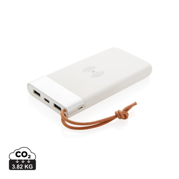 Aria 8.000 mAh powerbank met draadloos opladen, wit