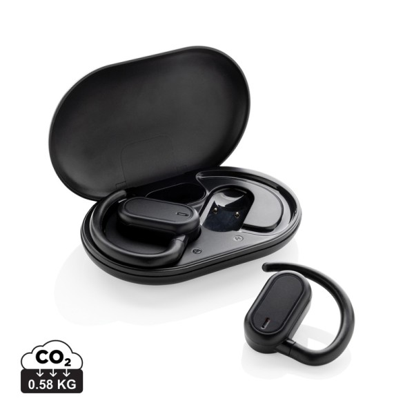 Fitsound RCS gerecycled plastic open ear TWS-oordopjes, zwart