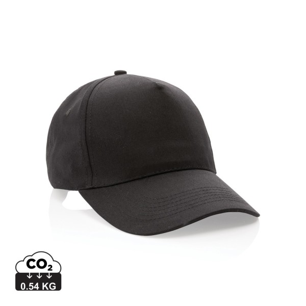 Impact AWARE™ 5 panel 190gr gerecycled katoenen cap, zwart