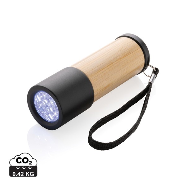 Bamboe- en RCS-gerecycled plastic zaklamp, bruin