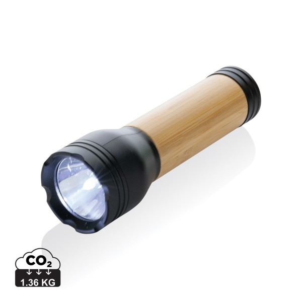 Lucid 3W RCS gerecycled plastic & bamboo zaklamp, zwart
