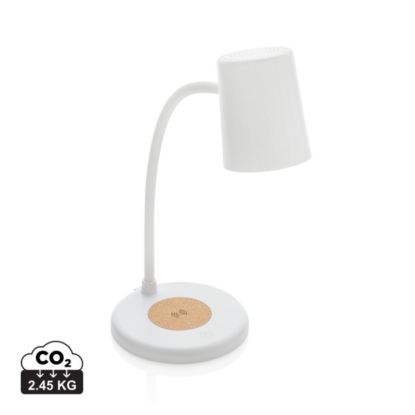 Zenara RCS 15W draadloze bureaulamp van gerecycled plastic, wit