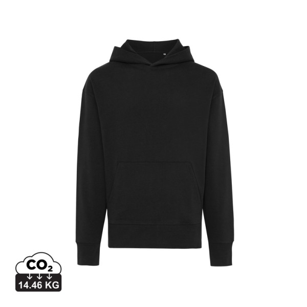 Iqoniq Yoho gerecycled katoen relaxed hoodie, zwart