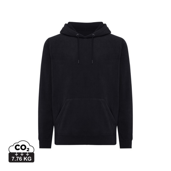 Iqoniq Trivor gerecycled polyester fleece hoodie, zwart