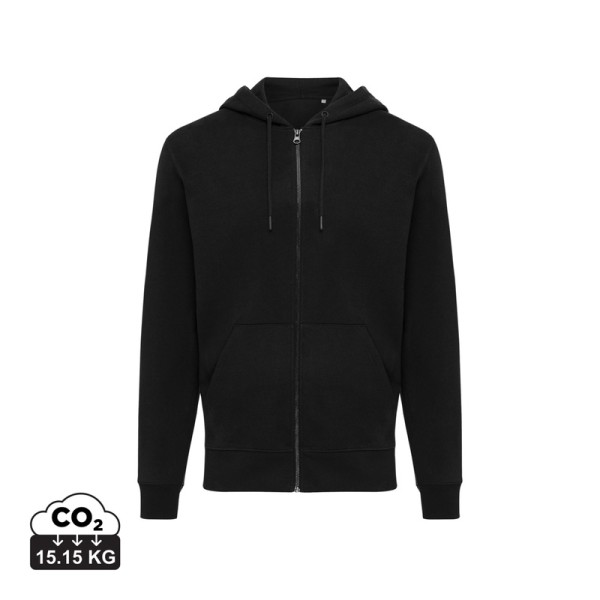 Iqoniq Abisko gerecycled katoen hoodie met rits, zwart
