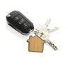 RCS huissleutelhanger van gerecycled zinc alloy met bamboe, zilver-313010