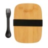 Roestvrijstalen lunchbox met bamboe deksel en spork, zilver-313652
